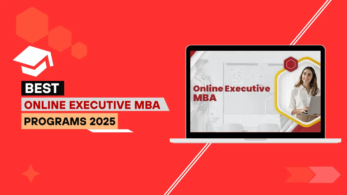 Working professionals attending live online Executive MBA classes in 2025 using laptops and mobile devices from home or office.